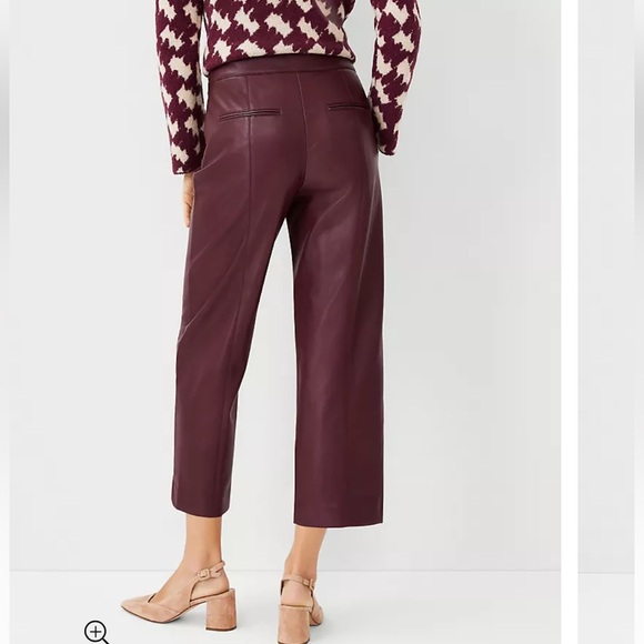Anne Taylor Petite The Petite Faux Leather Easy Straight Crop Pant - Picture 6 of 16